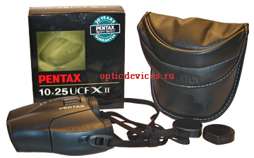 Комплект продажи бинокля Pentax 10x25 UCF XII