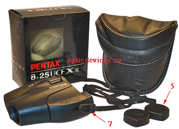 Комплект продажи оптического бинокля Pentax 8x25 UCF XII