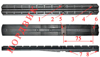 Размеры базы Weaver на прицельную планку до 8 мм.
