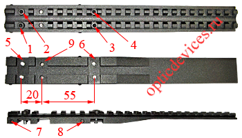 Размеры базы Weaver на прицельную планку до 10 мм.