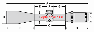 Размеры оптического прицела Hakko B1 1,5-8x32