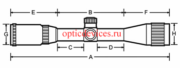 Размеры оптического прицела Leapers UTG 4-16x40 SCP-U4164AOIEW