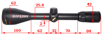 Размеры оптического прицела Nikon Buckmaster 4-12x50 SF