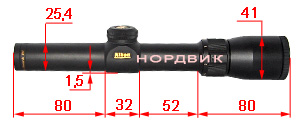 Размеры оптического прицела Nikon Monarch UCC 1,5-4,5x20