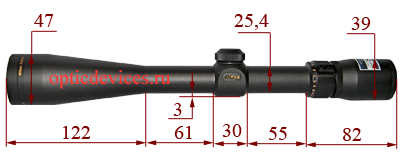 Размеры оптического прицела Nikon ProStaff 4-12x40