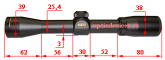 Размеры оптического прицела Nikon ProStaff 4х32