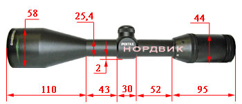 Размеры оптического прицела Pentax Gameseeker 3,5-10x50